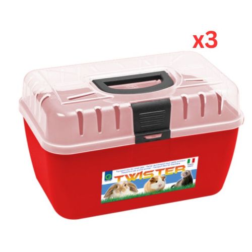 Georplast Twister Small Pets Transport Box - Red (Pack of 3)