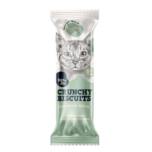 Kitty Joy Crunchy Biscuits With Tuna Flavor Filling Cat Treats 20g (Pack of 16)