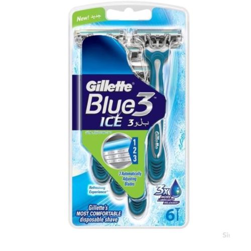 Gillette Blue 3 Ice Disposable Shaving Razor, Pack of 6, For Men