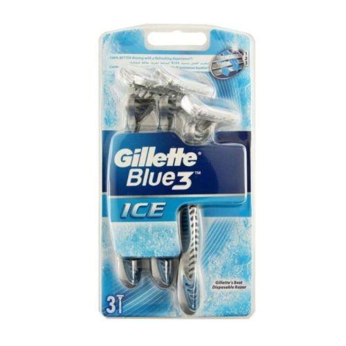 Gillette Blue 3 Ice Disposable Shaving Razor, Pack of 3, for Men