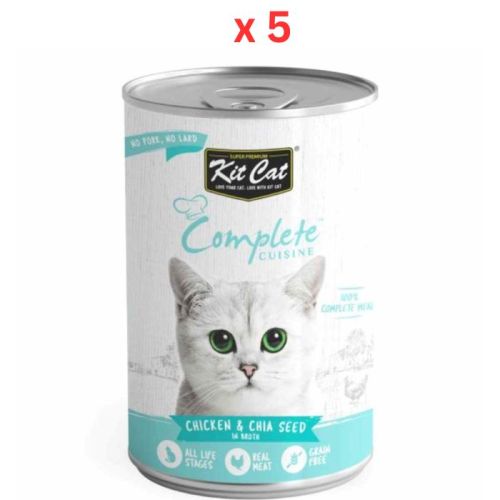 Kit Cat Complete Cuisine Chicken And Chia Seed In Broth 150g Cat Wet Food (Pack Of 5)