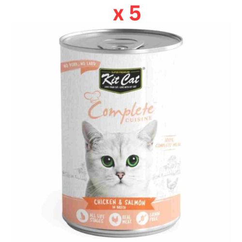 Kit Cat Complete Cuisine Chicken And Salmon In Broth 150g Cat Wet Food (Pack Of 5)