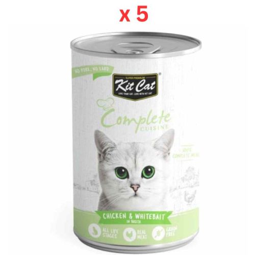 Kit Cat Complete Cuisine Chicken And Whitebait In Broth 150g Cat Wet Food (Pack Of 5)