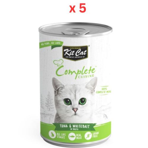 Kit Cat  Complete Cuisine Tuna And Whitebait In Broth 150g Cat Wet Food (Pack Of 5)