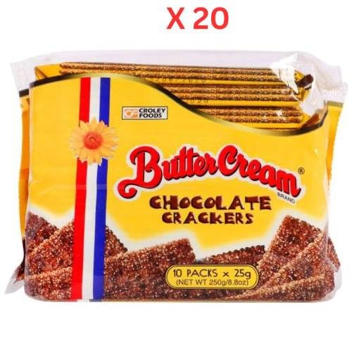 Croley Foods Butter Cream Chocolate Crackers (10X25G), 250G Pack Of 20 (UAE Delivery Only)