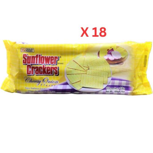 Croley Foods Sunflower Crackers Cheese Onion Pack Of 10 - 18 Gm Pack Of 20 (UAE Delivery Only)