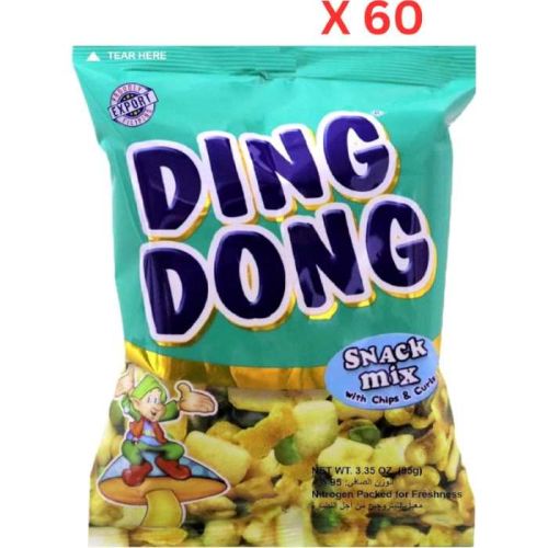 Ding Dong Snack Mix With Chips & Curls, Green, 100 Gm Pack Of 60 (UAE Delivery Only)