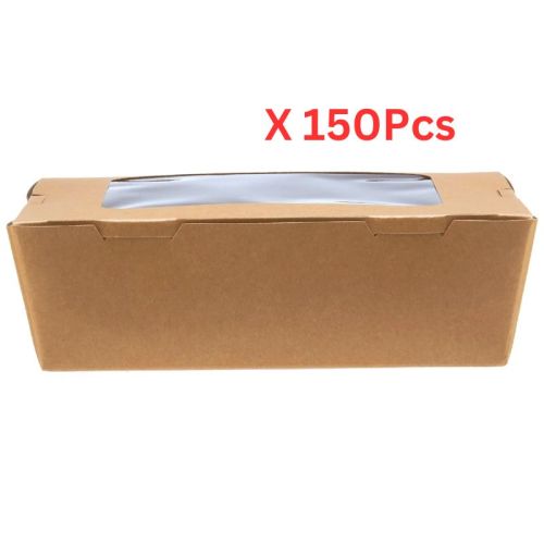 Hotpack 150 Mm Kraft Lunch Box With Window 150 Pieces - KLBW150