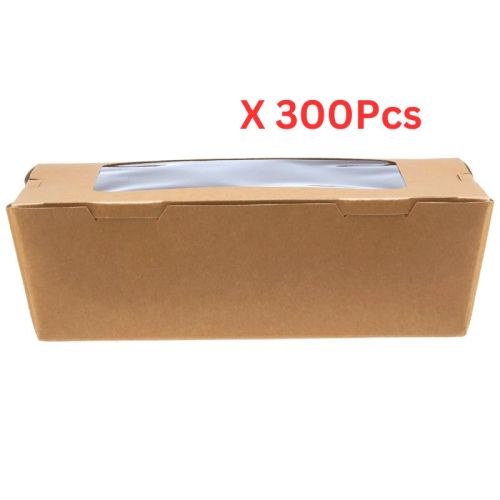 Hotpack 120 Mm Kraft Lunch Box With Window -  300 Pieces