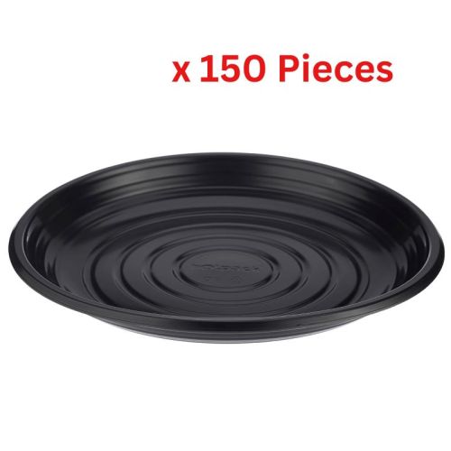 Hotpack Black Base Round Microwave Safe Plate 9 - 150 Pieces - MPP9
