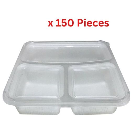 Hotpack Microwave Container 3 Compartment With Lid 150 Pieces - MC3C