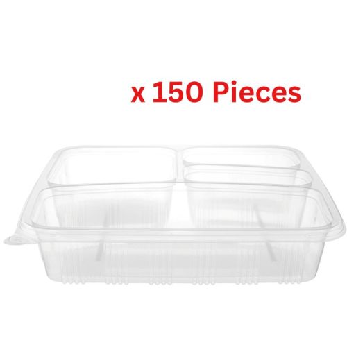 Hotpack microwave Container 4 Compartment With Lid 150 Pieces - MC4C 