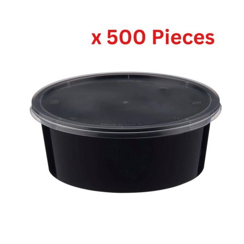 Hotpack Black Microwave Container  With Lid 250ml - 500 Pieces - MCB250BHP+MCRLIDHP