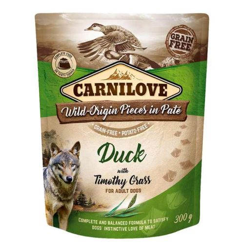 Carnilove Duck With Timothy Grass For Adult Dogs (Wet Food Pouches) 12x300g