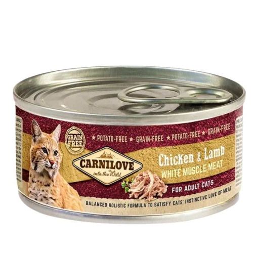 Carnilove Chicken & Lamb For Adult Cats (Wet Food Cans) 12x100g