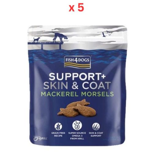 Fish4Dogs Support+ Skin & Coat Mackerel Morsels 225G (Pack Of 5)