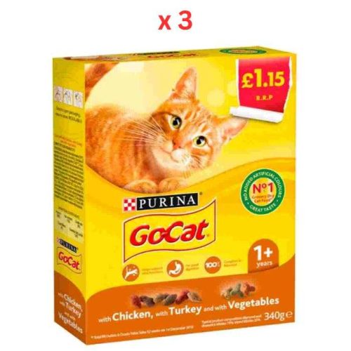 Go-Cat With Chicken With Turkey And Vegetables for 1+ Year Cat 340 g  (Pack Of 3)