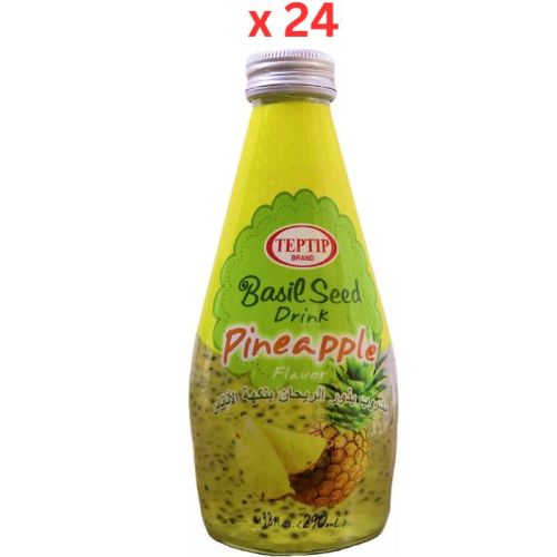 Teptip Basil Seed Pineapple Drink, 290 Ml Pack Of 24 (UAE Delivery Only)