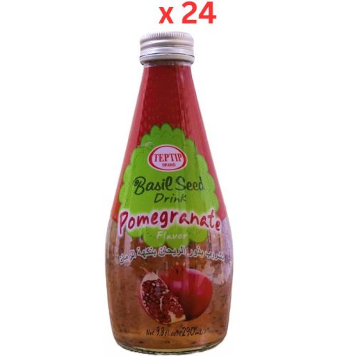 Teptip Basil Seed Pomegranate Drink, 290 Ml Pack Of 24 (UAE Delivery Only)