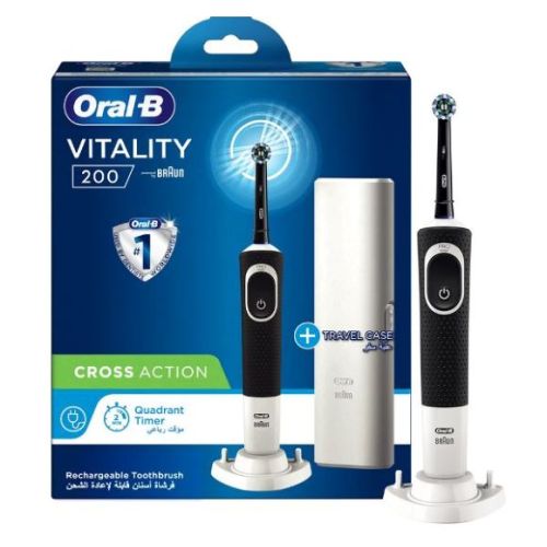 Oral B Vitality 200 Cross Action Electric Toothbrush With Travel Case - D1004141XBLK