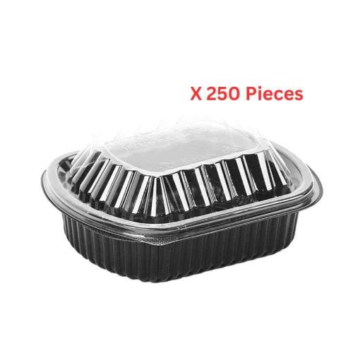 Hotpack Black Base Rectangular Container 12 Oz With Lids 250 Pieces - BBMW12
