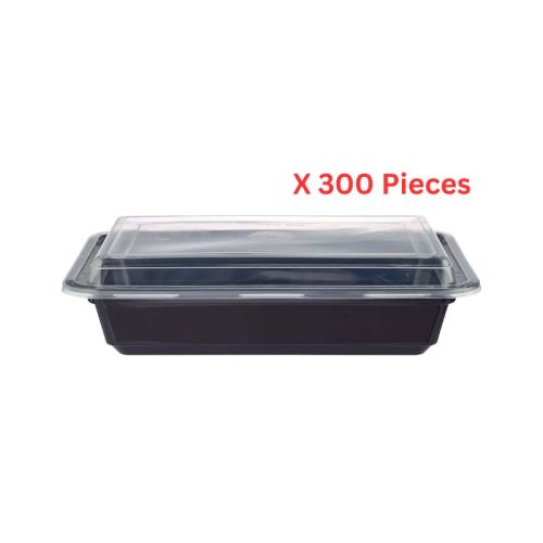 Hotpack Black  Rectangular Container 32 Oz With Lid 300 Pieces - 	BBRE32300B+BBRE283238L