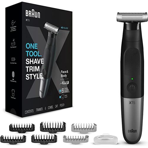 Braun Series X Wet & Dry All-In-One Tool Electric Razor & Beard Trimmer With 5 Attachments, Black/Silver - XT 5200