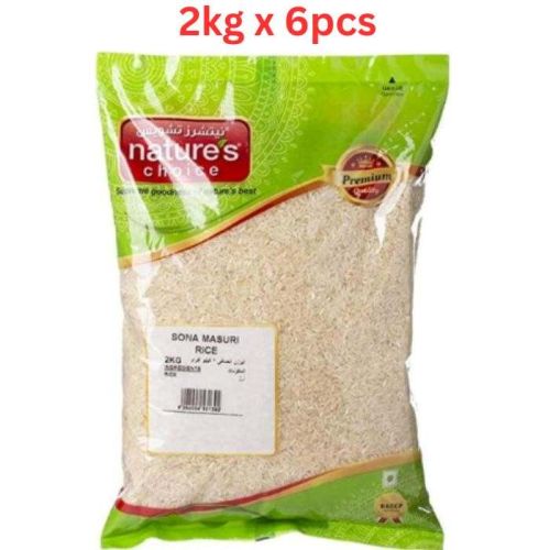 Natures Choice Sona Masuri Rice, 2 kg Pack Of 6 (UAE Delivery Only)