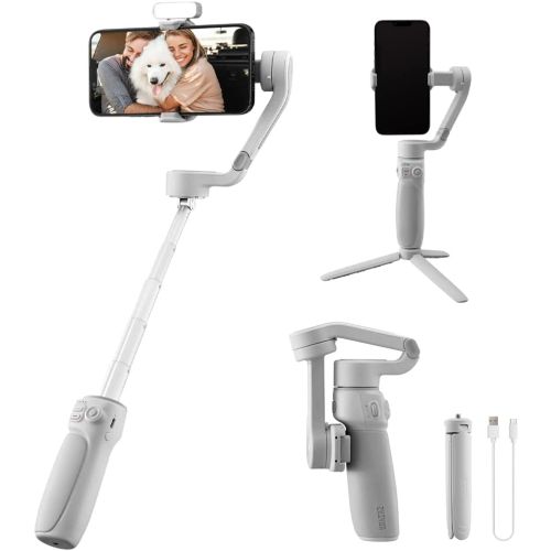 Smooth Q4 Gimbal Stabilizer, Built-in Extension Rod, Portable and Foldable, Vlogging Stabilizer, YouTube TikTok Video, White