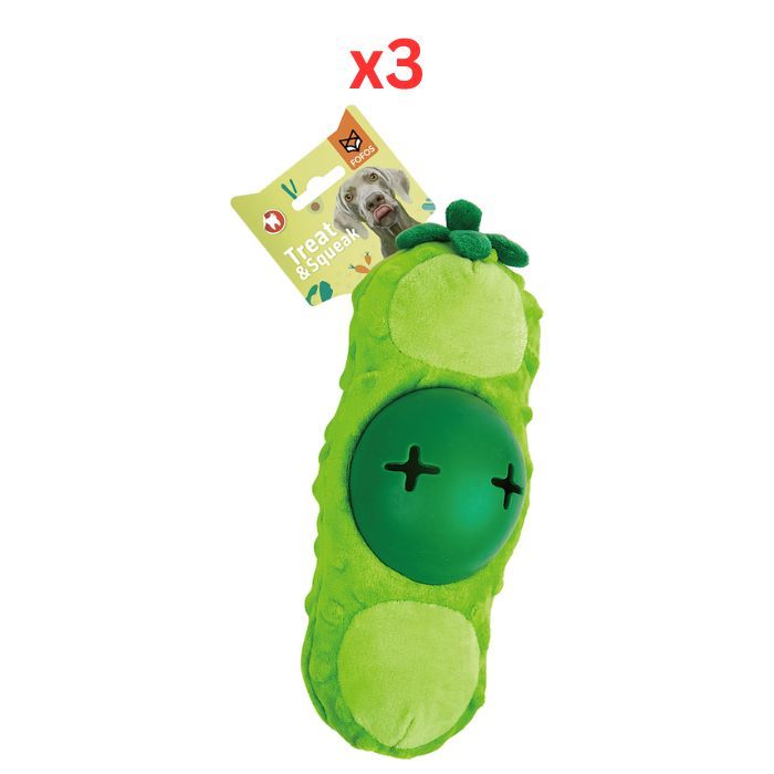 Fofos Cute Green Bean Treat Dispensing Dog Toy Pack of 2