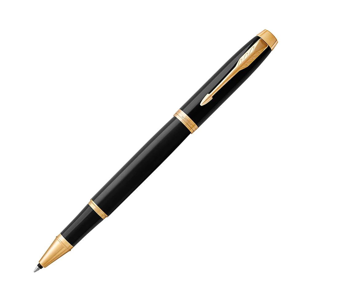 Parker IM Black Lacquer Gold Trim Roller Ball Pen (PR822244301)