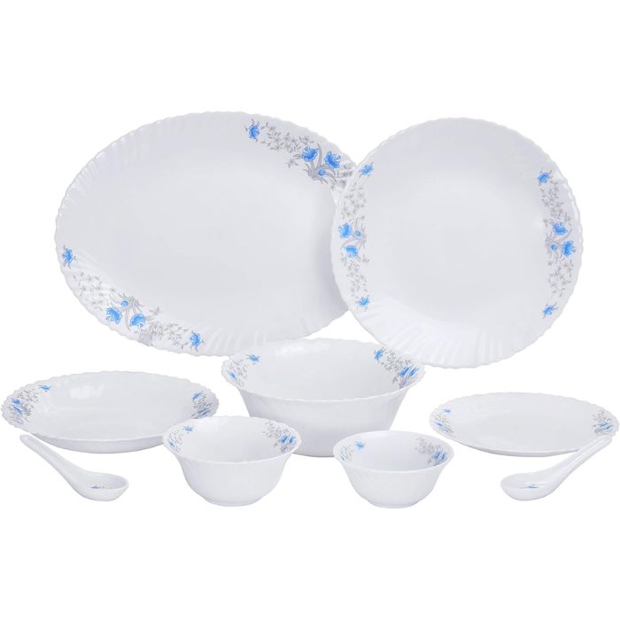 Royalford Opal Glassware Dinner Set, 40 Pcs, White - RF5035