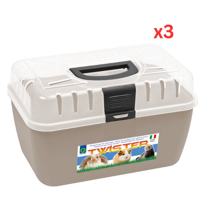 Georplast Twister Small Pets Transport Box - Beige (Pack of 3)