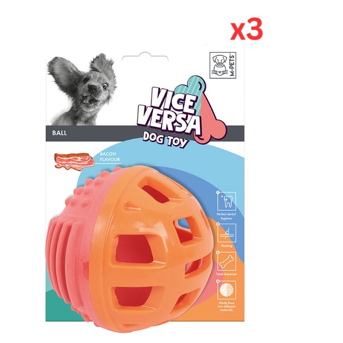 M-PETS Vice Versa Ball Large Bacon Flavor Dog Toy (Pack of 3)