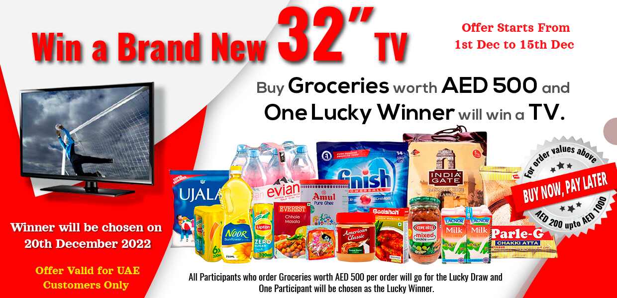 Buy Groceries worth 500 and be a part of  lucky draw to win smart tv.
